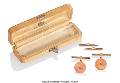 69060: A Pair of Fabergé Translucent Pink Guilloche En