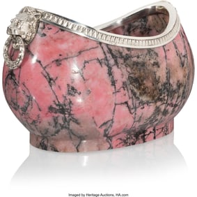 69063: A Fabergé Silver-Mounted Rhodonite Bowl Marked