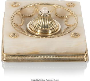 69070: A Russian Pearl-and Gilt Silver-Mounted White Ma