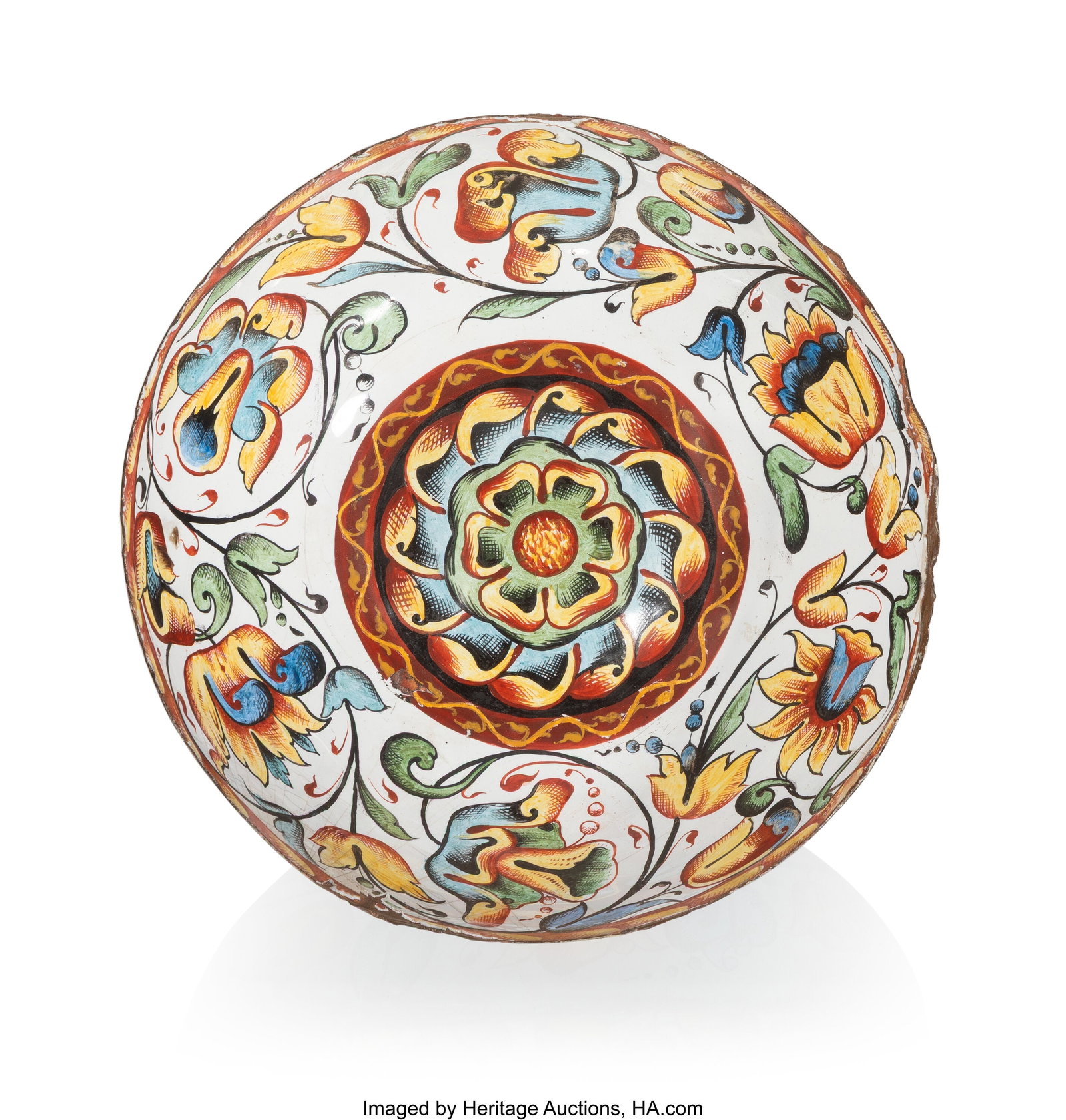 A Russian Usol'sk Enamel Gilt Silver Bowl, Chash: A Russian Usol'sk Enamel Gilt Silver Bowl, Chasha Solvychegodsk, likely late 17th/early 18th century 1-1/2 x 4-7/8 inches (3.8 x 12.4 cm) PROVENANCE&col