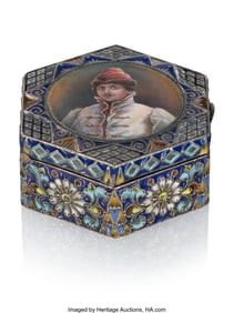 69076: A Russian En Plein and Cloisonné Enameled Gilt