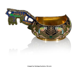 69077: A Russian Pan-Slavic Cloisonné Enameled Gilt Si