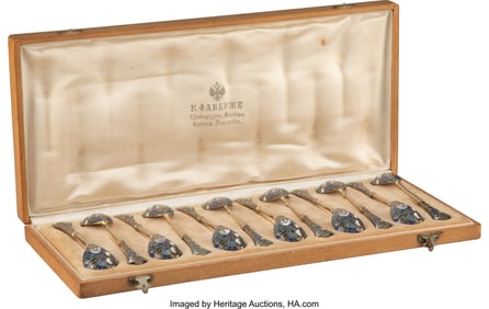 69078: A Set of Twelve Russian Pan-Slavic Cloisonné En