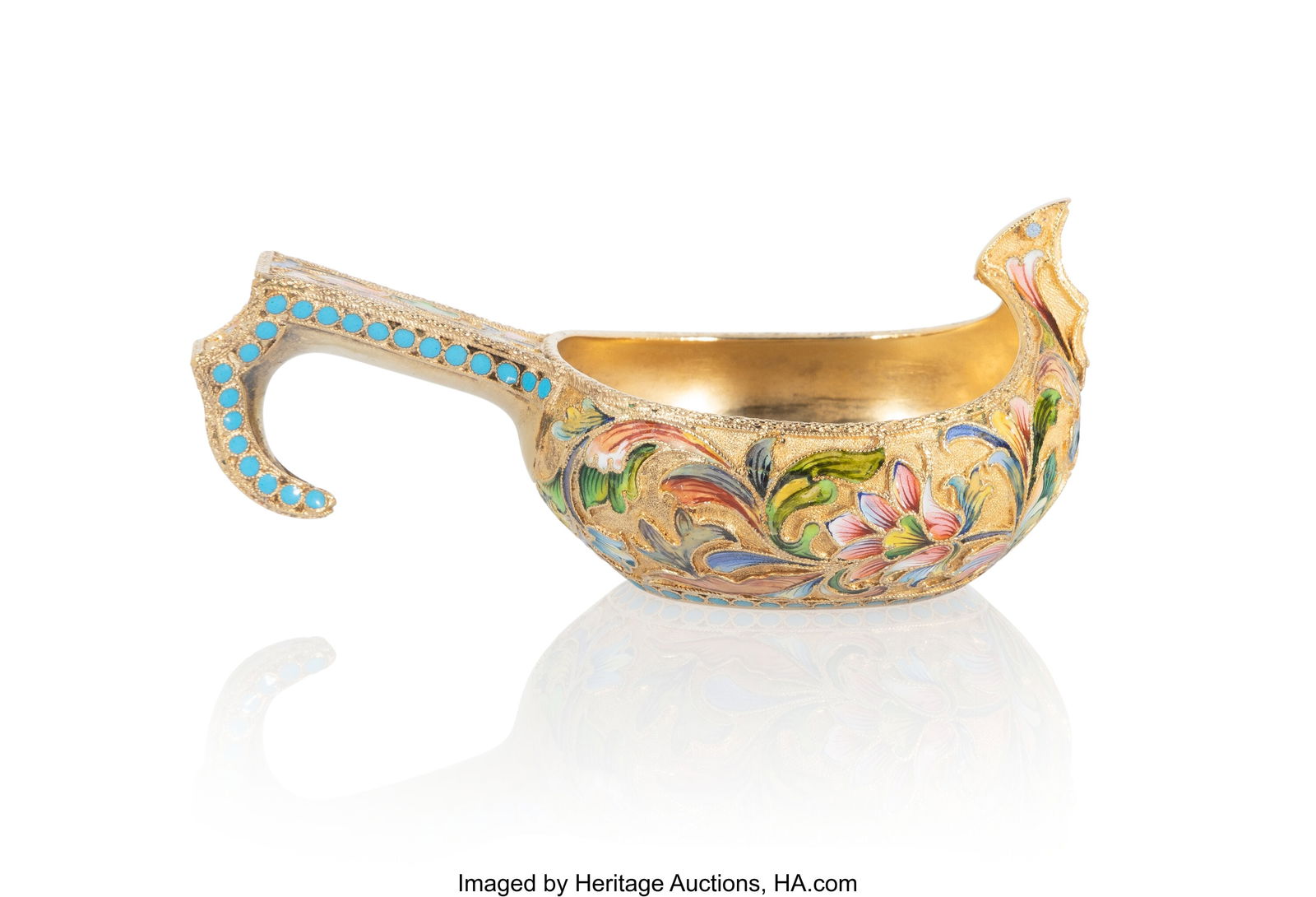 A Russian Shaded Cloisonné Kovsh Maria Semenova (1 of 6)