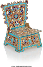 69090: A Russian Cloisonné Enameled Gilt Silver Salt T