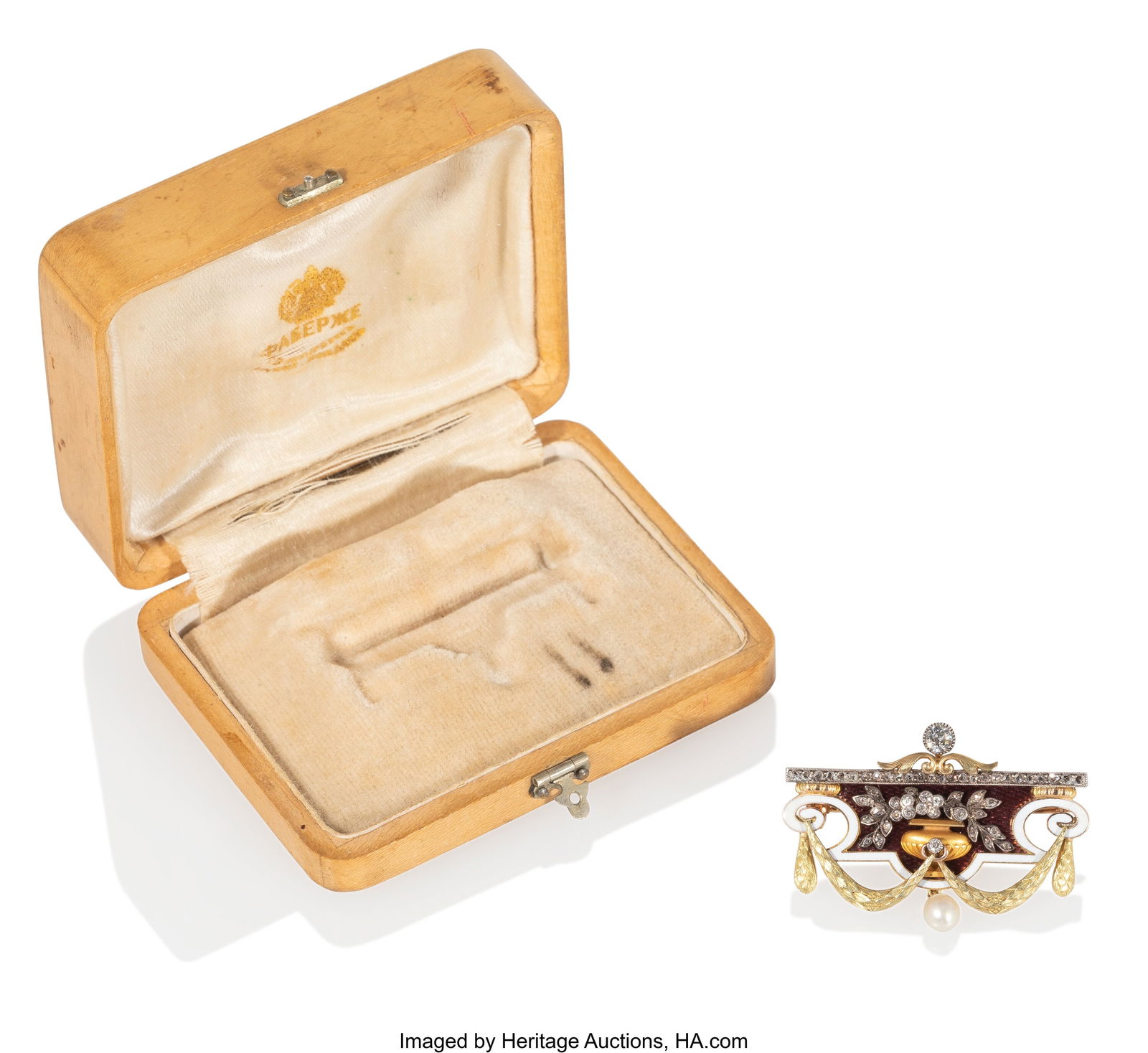 A Fabergé Diamond and Pearl Mounted Opaque enam (1 of 6)