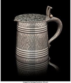 69126: A Russian Trompe L'Oeil Silver Tankard Marked Ni