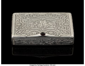 69127: A Russian Engraved Silver Cigarette Case Unknown