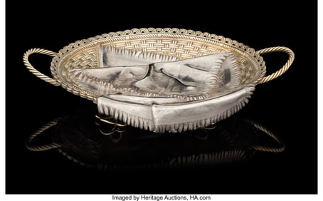 69128: A Russian Partial Gilt Silver Trompe L'oeil Bask