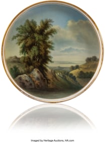 69157: A Russian Porcelain Landscape Plaque Imperial Po