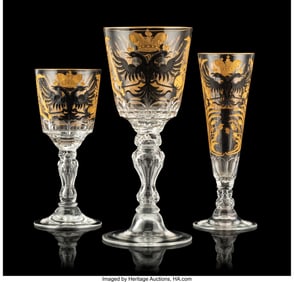 69185: Three Russian Part Gilt Wheel-Cut Glasses from t