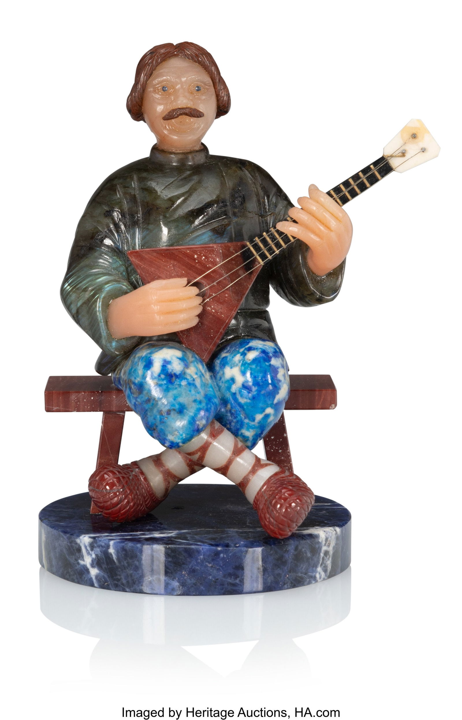 A Russian Hardstone Figure: Balalaika Player 20t (1 of 3)