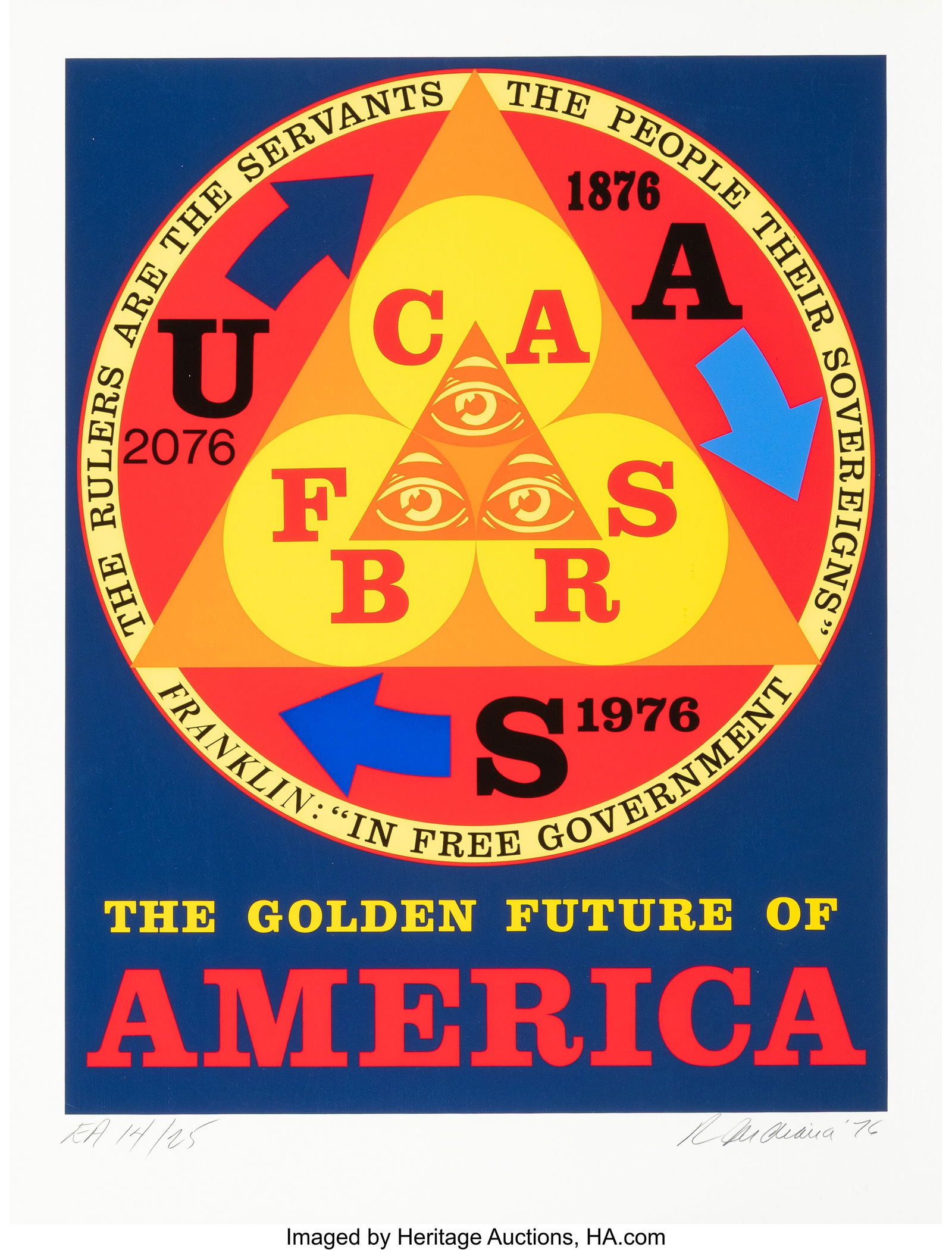 Robert Indiana (1928-2018) Golden Future of Amer (1 of 2)