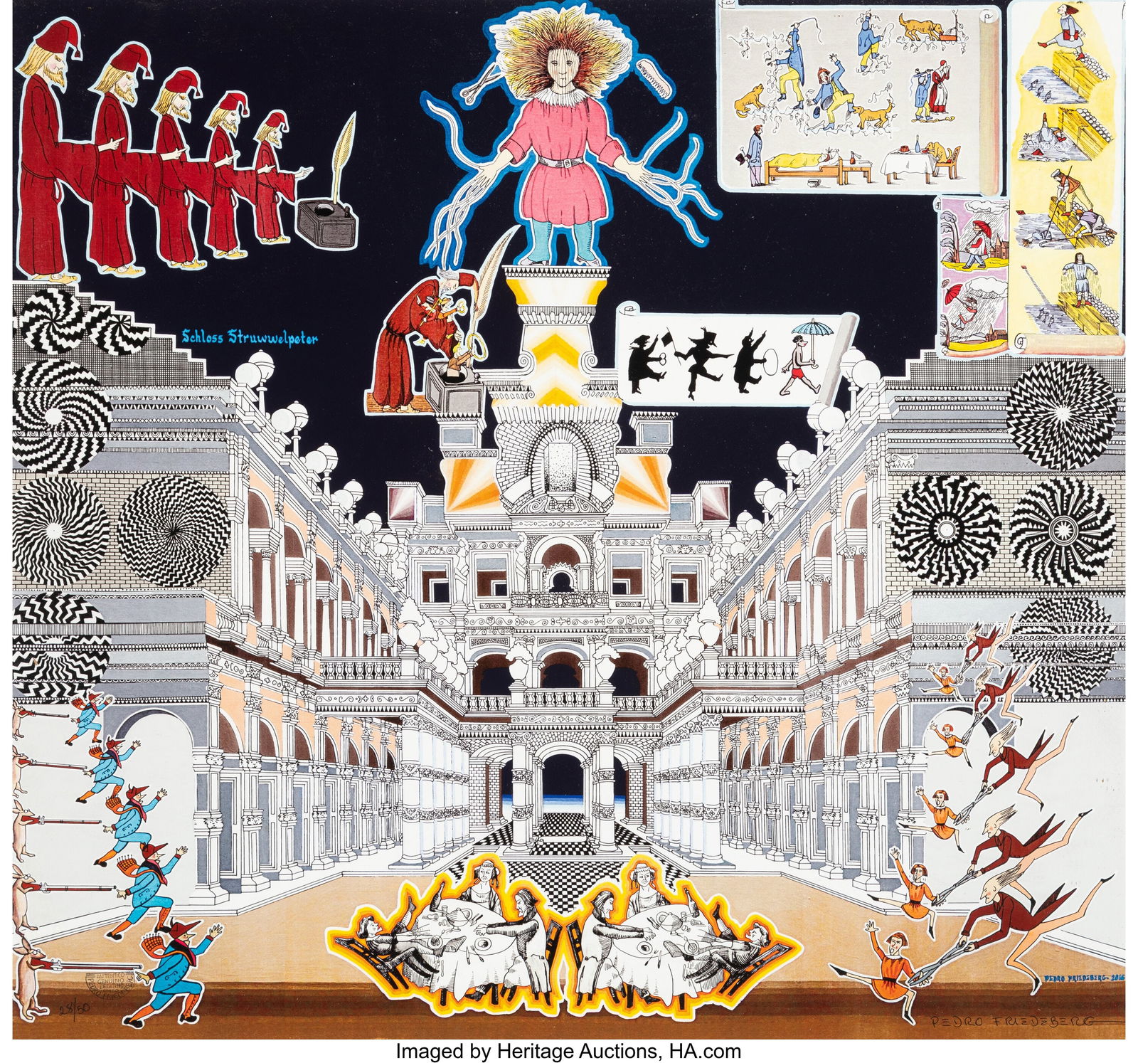 Pedro Friedeberg (b. 1936) Schloss Struwwelpeter: Pedro Friedeberg (b. 1936) Schloss Struwwelpeter Screenprint in colors on wove paper 27-1/2 x 29-1/2 inches (69.8 x 74.9 cm) (sheet) Ed&perio