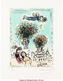 41044&colon; Marc Chagall &lpar;1887-1985&rpar; Bouquets au ciel bleu&comma;
