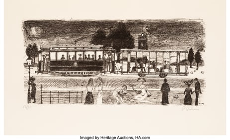 41047: Paul Delvaux (1897-1994) The Tramway, 1971 Litho