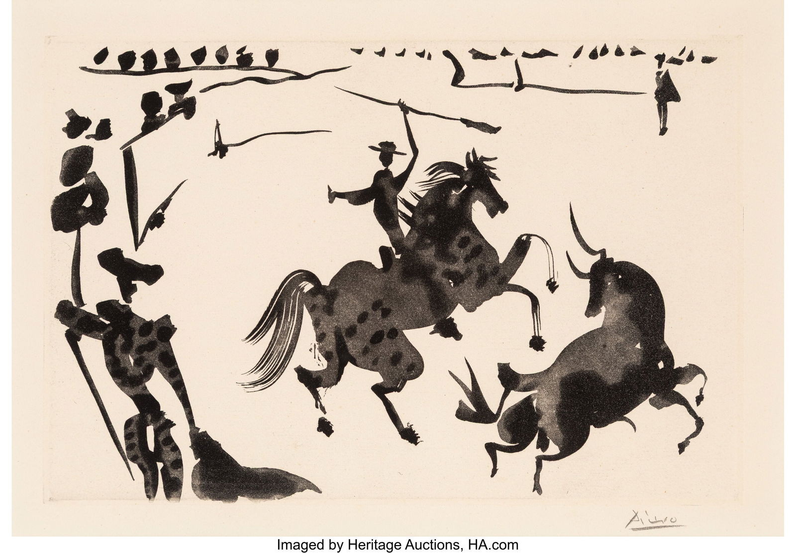 Pablo Picasso (1881-1973) Alanceando a un toro, (1 of 2)