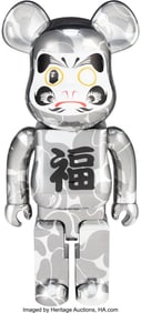 42023&colon; BAPE X BE&commat;RBRICK  Daruma 1000&percnt; &lpar;Silver&rpar;&comma; 2021 Pa