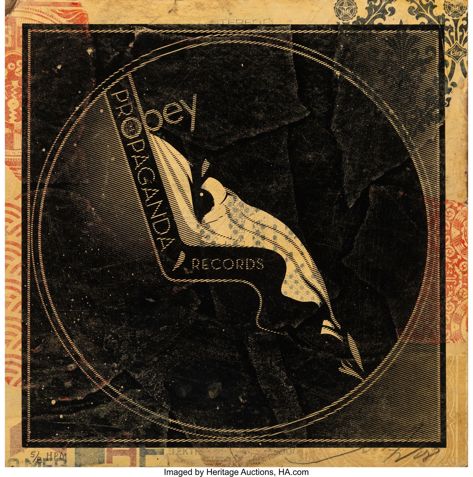 Shepard Fairey (b. 1970) Half Face, 2011 Screenp: Shepard Fairey (b. 1970) Half Face, 2011 Screenprint in colors and collage on wove paper 12 x 12 inches (30.5 x 30.5 cm) (sheet) H.P&per