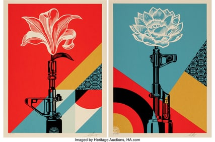 42117&colon; Shepard Fairey &lpar;b&period; 1970&rpar; AK-47 Lotus&semi; AR-15 Lily
