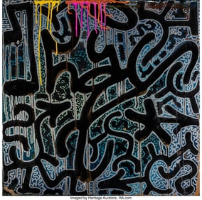 42207&colon; LA II &lpar;b&period; 1967&rpar; Untitled &lpar;LA II Drippy Tag&rpar; Acry