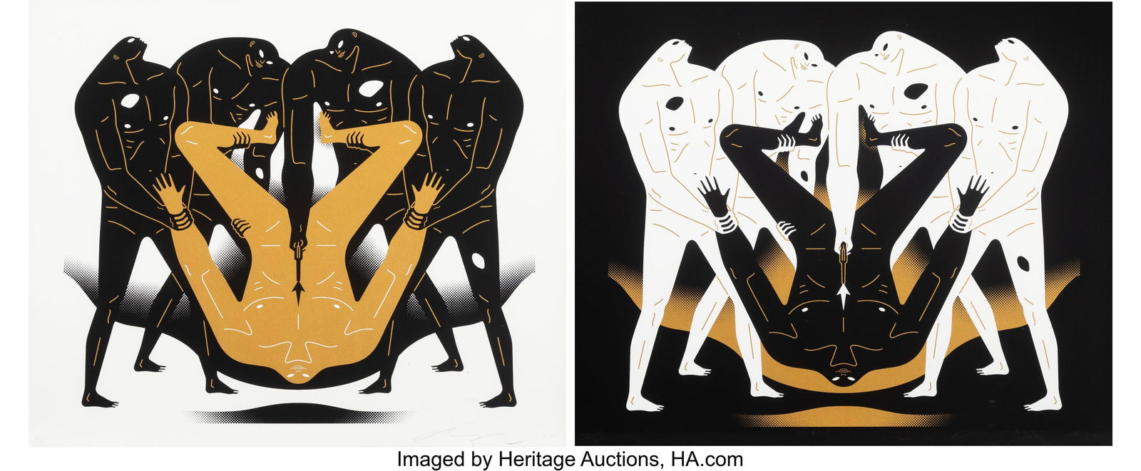 Cleon Peterson (b. 1973) Wheat From Chaff (dipty: Cleon Peterson (b. 1973) Wheat From Chaff (diptych), 2025 Screenprints in colors on Coventry Rag paper 20 x 24 inches (50.8 x 61.0 cm) (sh