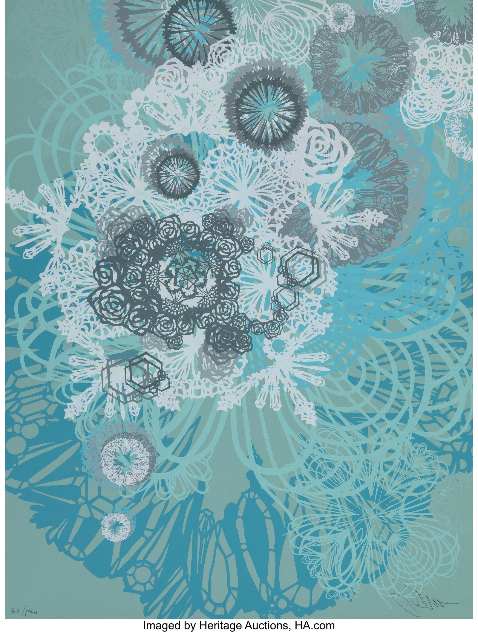 Swoon (b. 1977) Snow Blossoms, 2017 Screenprint: Swoon (b. 1977) Snow Blossoms, 2017 Screenprint in colors on Mohawk Superfine UltraWhite Cover paper 24 x 18 inches (61 x 45.7 cm) (sheet) Ed.