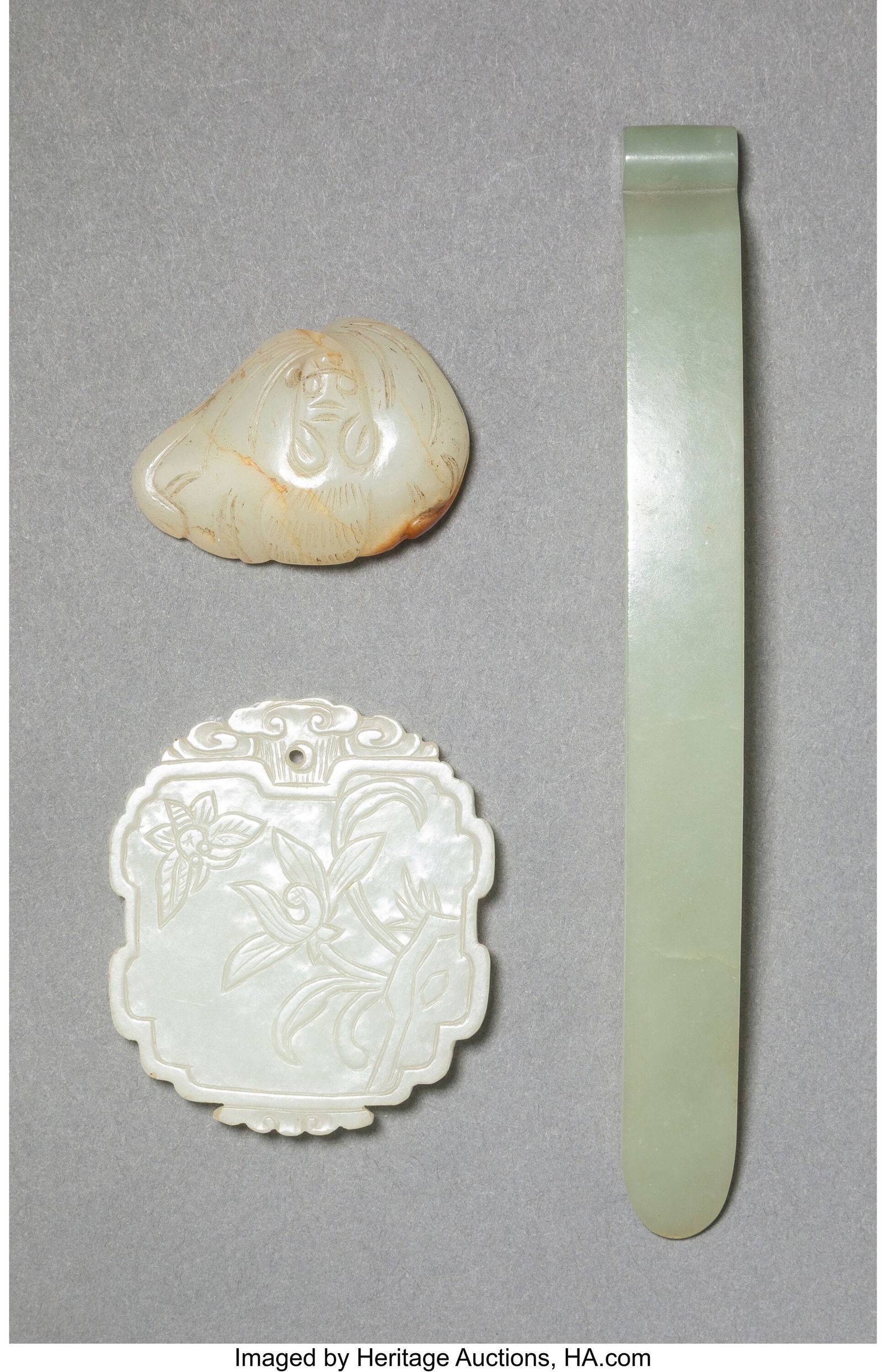 A Group of Three Chinese Jade Carvings, 18th cen (1 of 2)