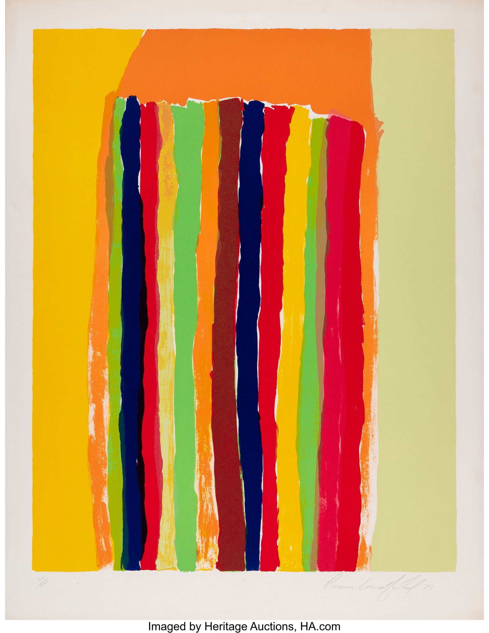 Ronnie Landfield (American, b. 1947) Untitled, f: Ronnie Landfield (American, b. 1947) Untitled, from the portfolio New York 10/69, 1973 Screenprint in colors on paper 32 x 24-3/4 inches (81.3 x