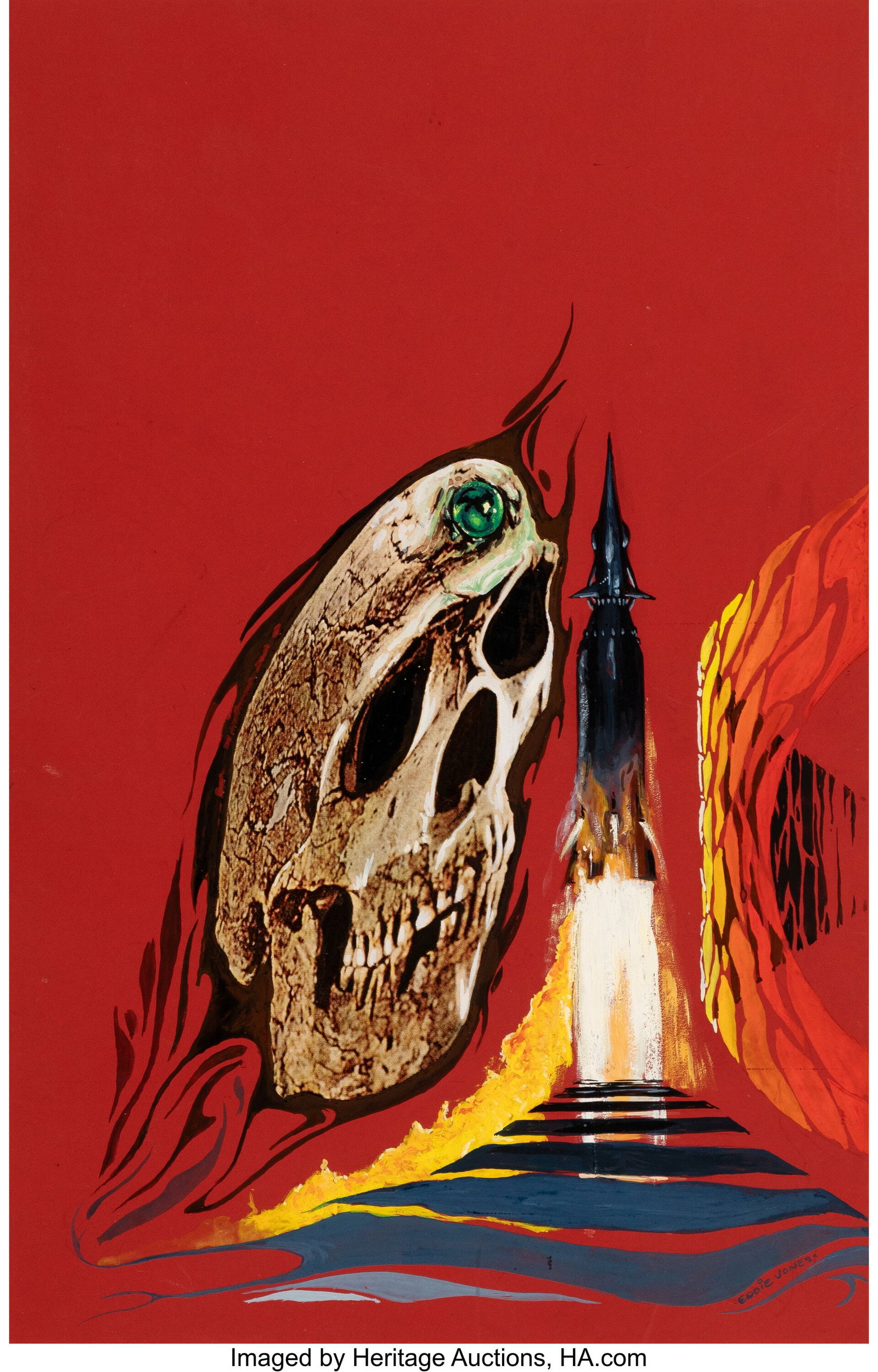 Eddie Jones (British, 1935-1999) Cursed Space, 1: Eddie Jones (British, 1935-1999) Cursed Space, 1970 Gouache on paper with element of collage laid on board 12 x 8 inches (30.5 x 20.3 cm) Signed lower rig