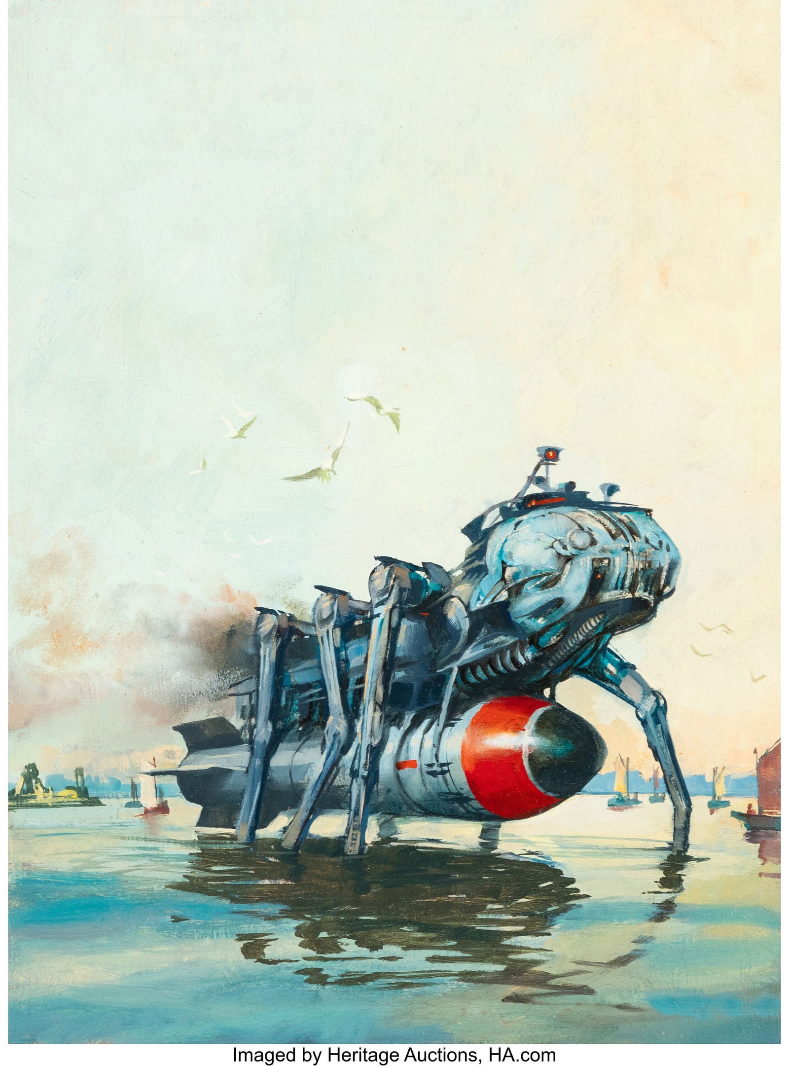 James Gurney (American, b. 1958) The Alejandra V: James Gurney (American, b. 1958) The Alejandra Variations paperback cover preliminary, 1984 Oil on board 14 x 9-7/8 inches (35.6 x 25.1 cm) Art