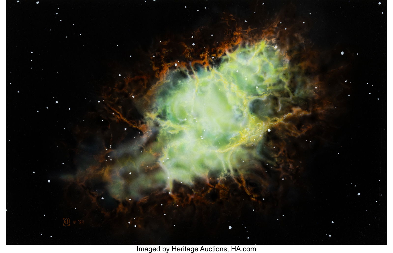 Unknown Artist (20th Century) Nebula, 1984 Acryl: Unknown Artist (20th Century) Nebula, 1984 Acrylic and airbrush on board 17 x 25 inches (43.2 x 63.5 cm) Initialed and dated lower left: © Cr '84 HID