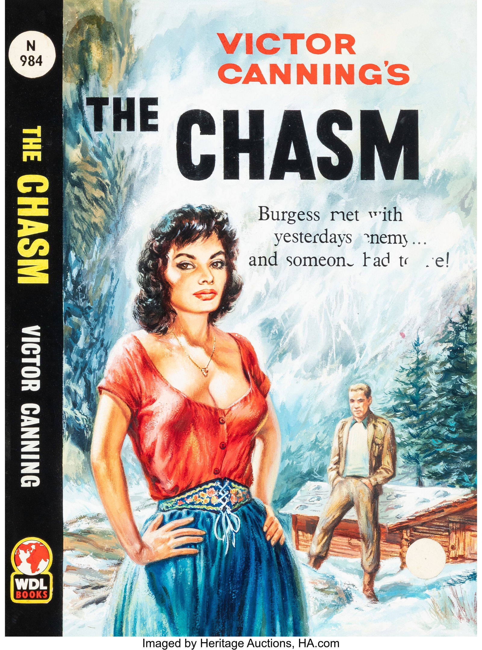 British Artist (20th Century) The Chasm paperbac: British Artist (20th Century) The Chasm paperback cover, 1960 Gouache on board with elements of collage 16-3/4 x 13-3/4 inches (42.5 x 34.9 cm) Not sign