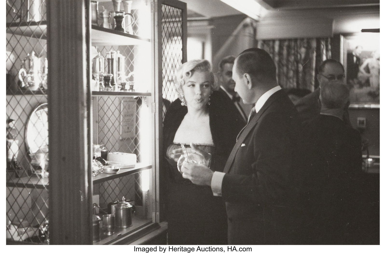 Sam Shaw (American, 1912-1999) Marilyn Monroe wi: Sam Shaw (American, 1912-1999) Marilyn Monroe with Leonard Lyons at Sardi's Restaurant, 1954 Gelatin silver print, printed later 4-1/4 x 6-1/2 inches (10&perio