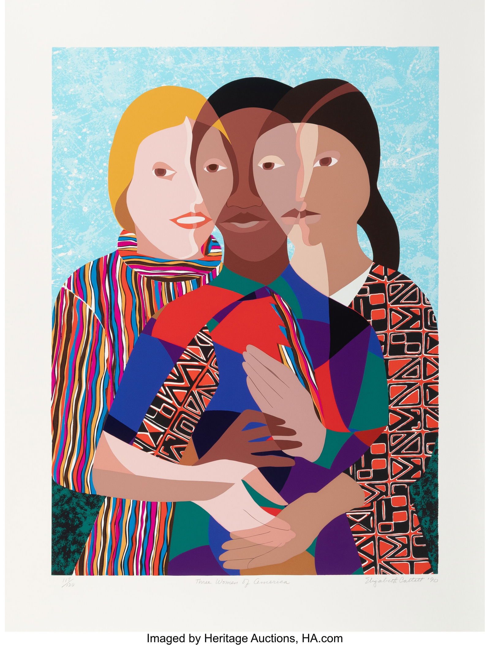 Elizabeth Catlett (1915-2012) Three Women in Ame: Elizabeth Catlett (1915-2012) Three Women in America, 1990 Screenprint in colors on wove paper 37 x 27-1/2 inches (94.0 x 69.8 cm) (sheet) Ed&peri