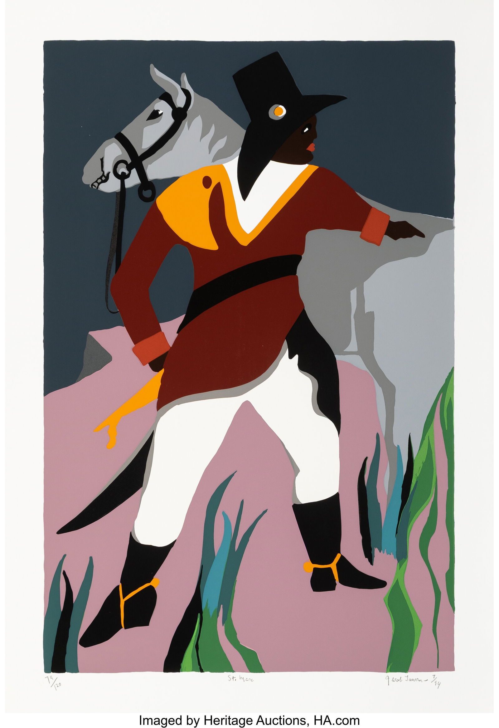 Jacob Lawrence (1917-2000) St. Marc, from The Li: Jacob Lawrence (1917-2000) St. Marc, from The Life of Toussaint L'Ouverture, 1994 Screenprint in colors on Rising paper 32 x 21-7/8 inches (81.3 x 55&perio