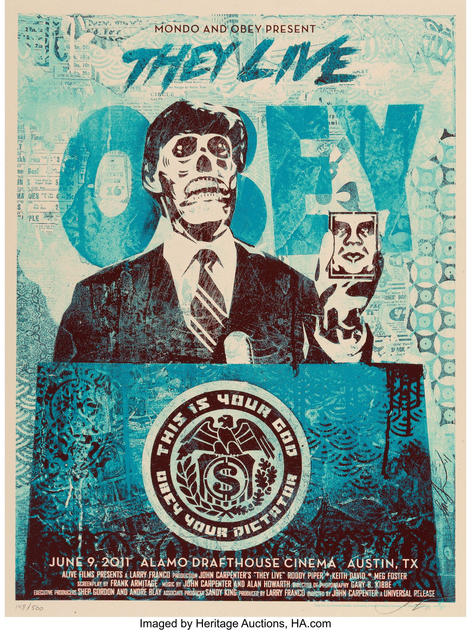 Shepard Fairey (b. 1970) They Live 2 (Blue), 201 (1 of 1)