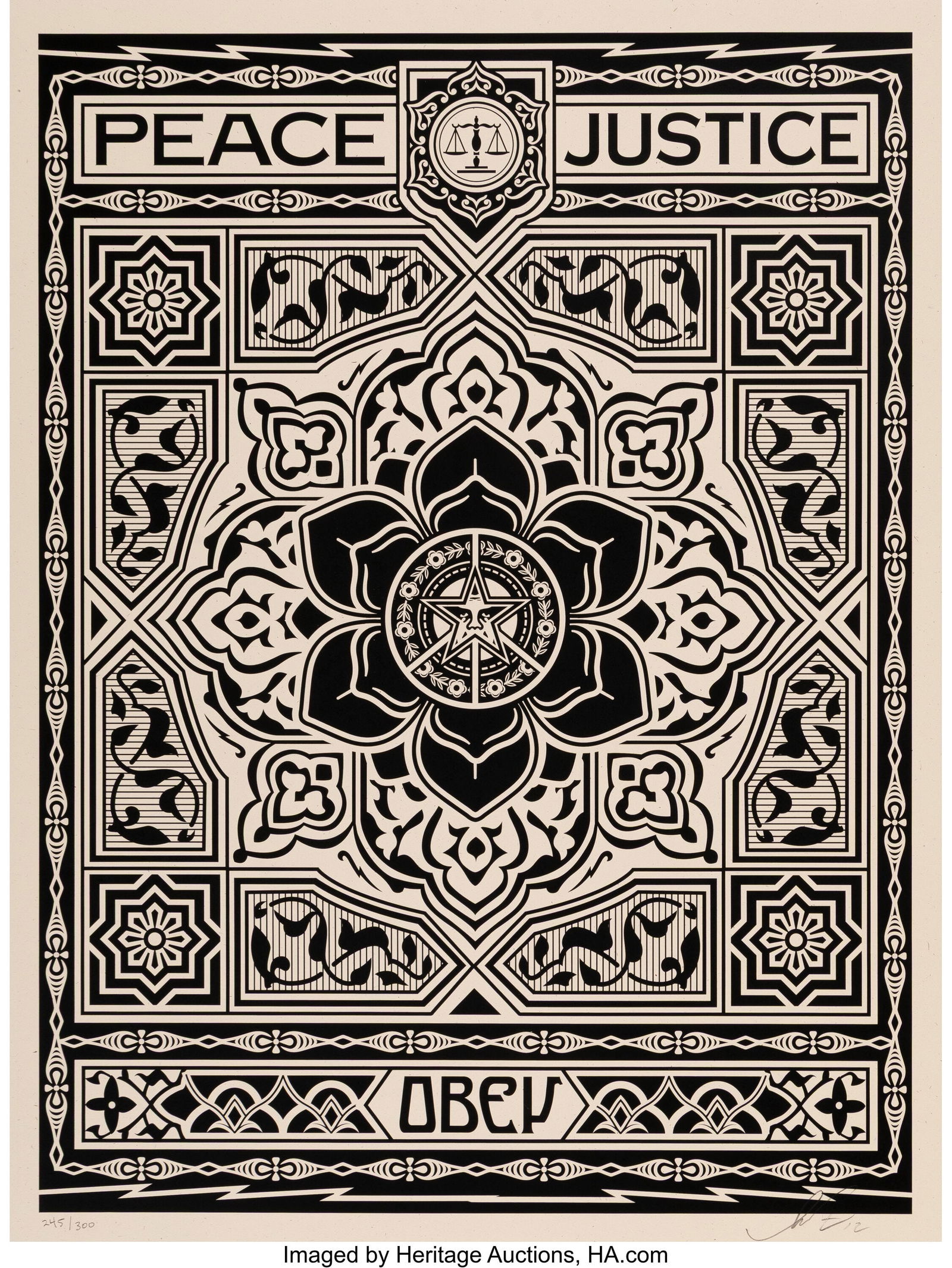 Shepard Fairey (b. 1970) Obey Peace & Justice Or (1 of 1)