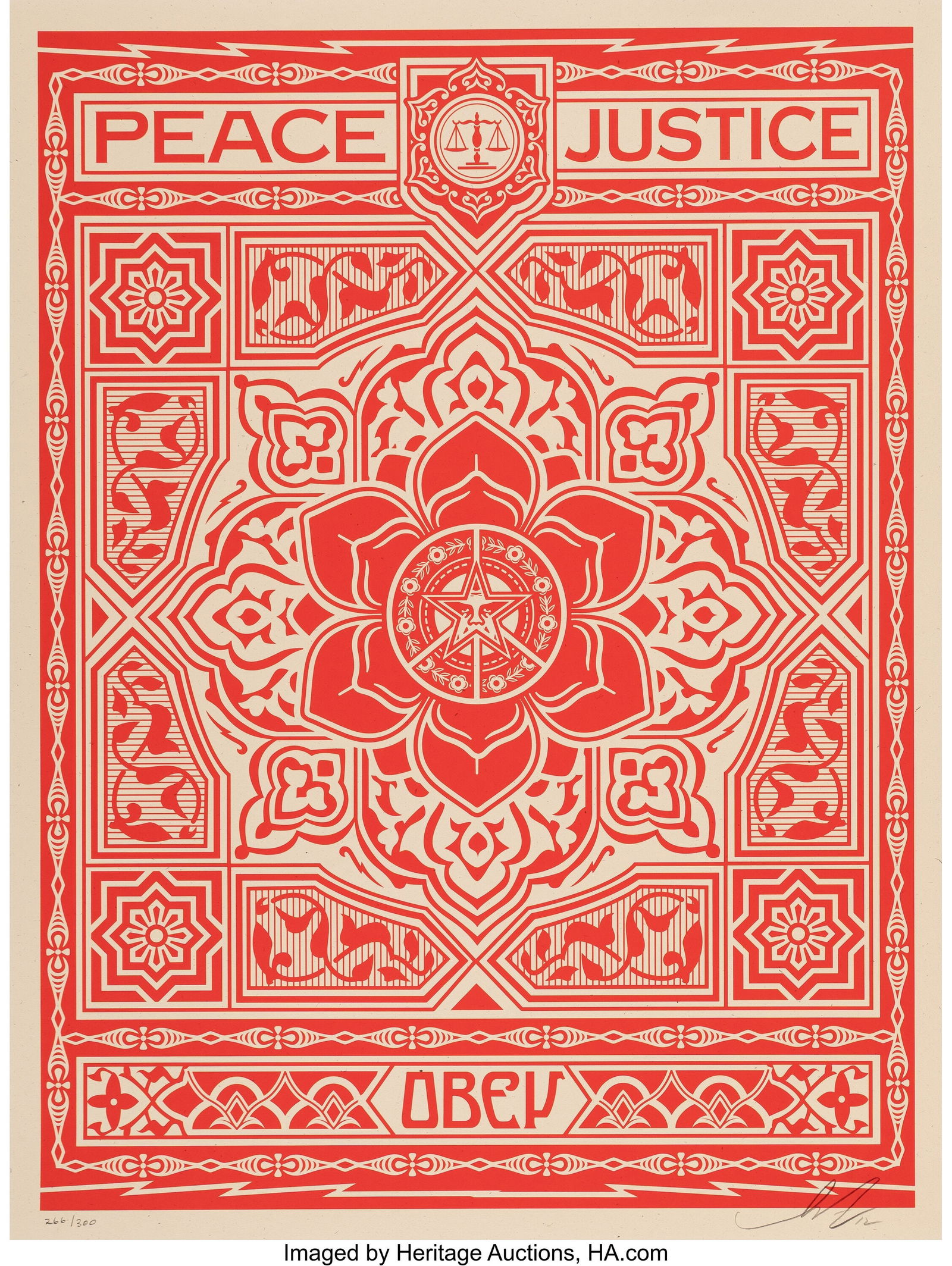 Shepard Fairey (b. 1970) Obey Peace & Justice Or (1 of 1)