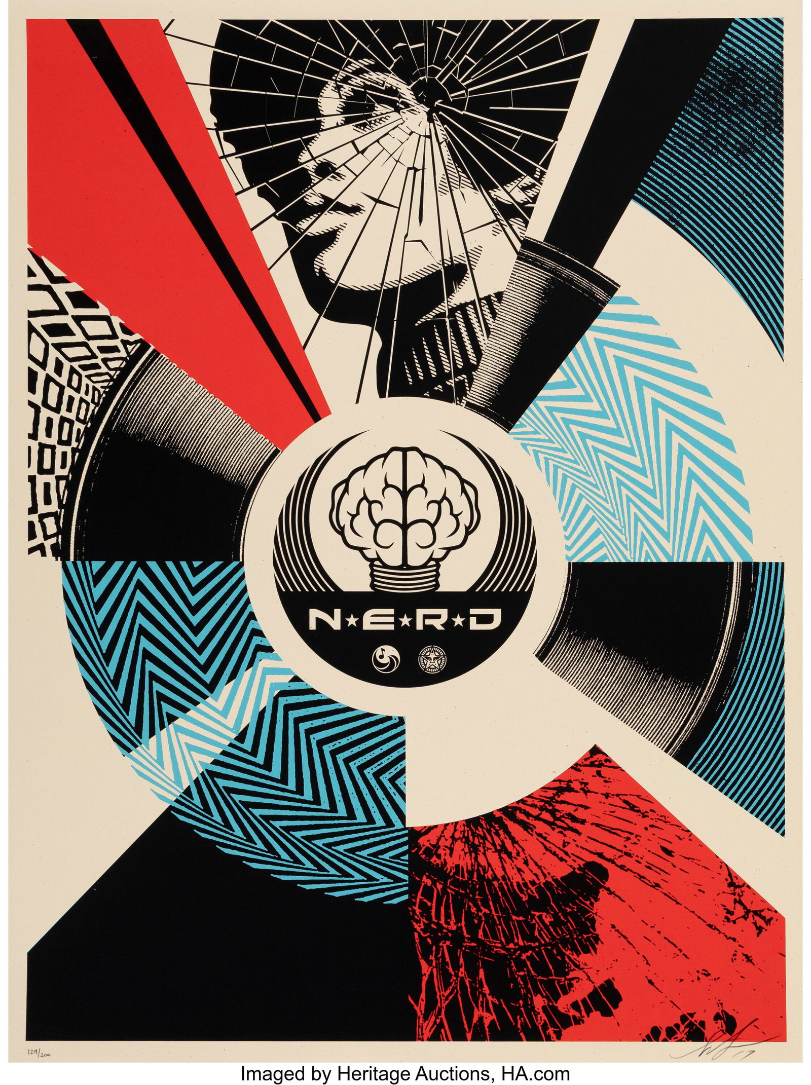Shepard Fairey (b. 1970) N*E*R*D: Cracked but Un (1 of 1)