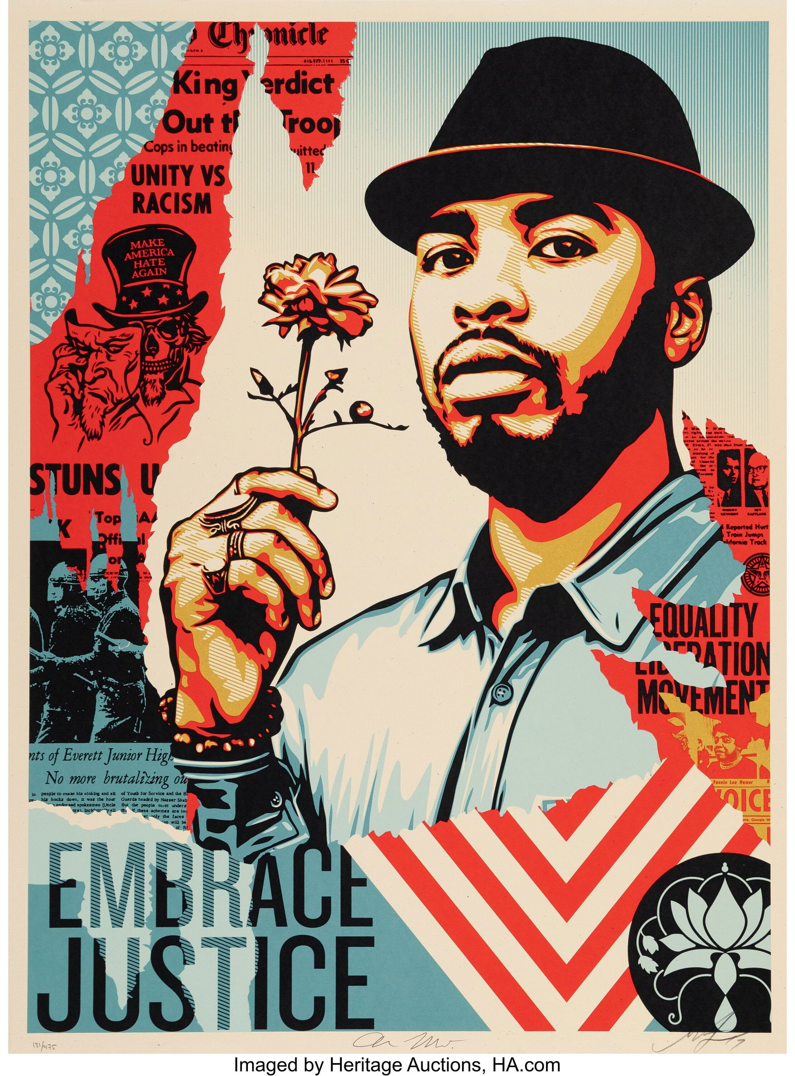 Shepard Fairey (b. 1970) Embrace Justice, 2017 S (1 of 1)