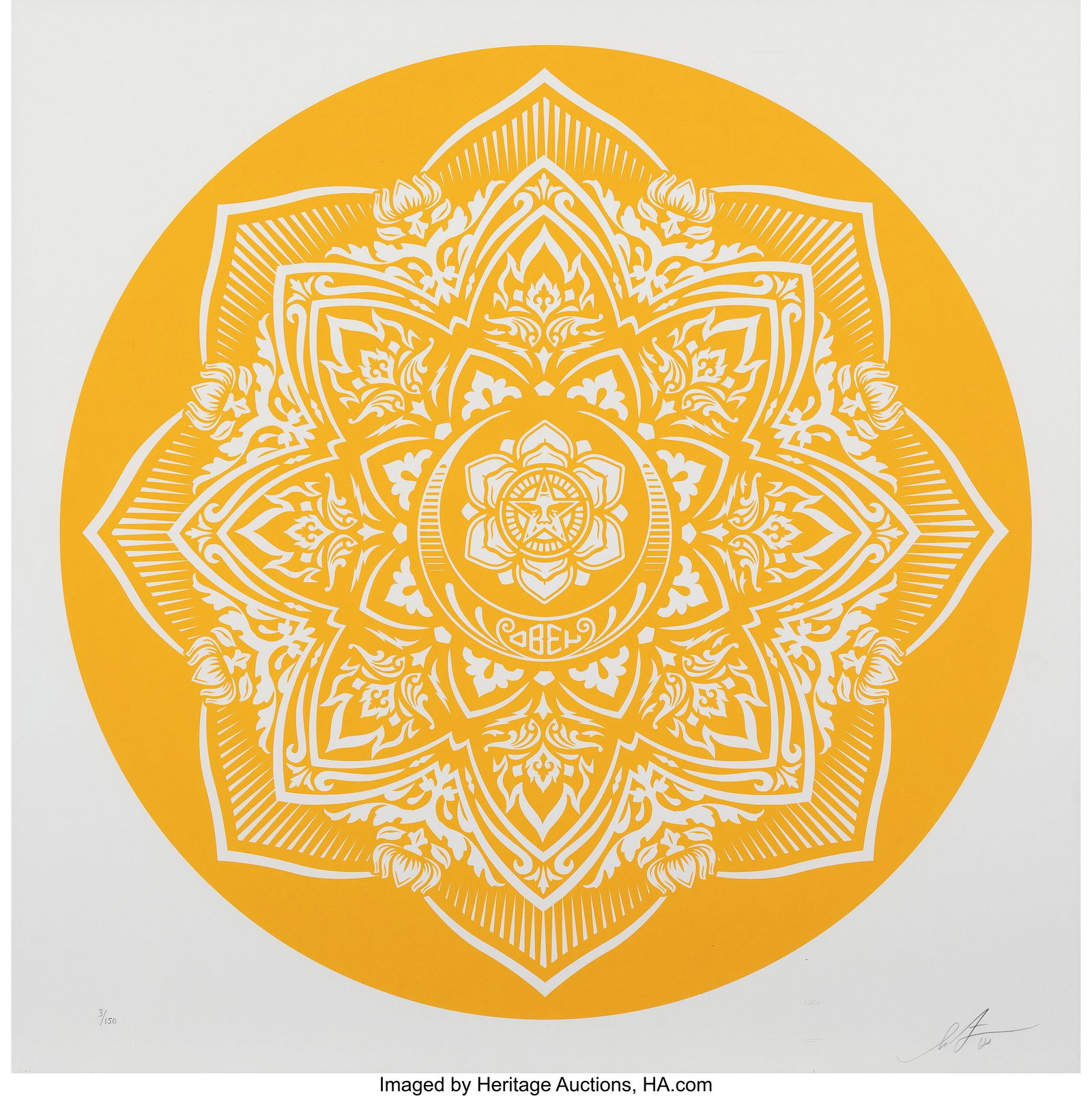 Shepard Fairey (b. 1970) Yellow Mandala, 2018 Sc (1 of 2)