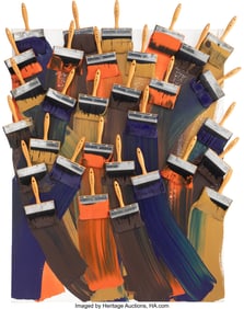 36015: Arman (1928-2005) Blue, Red, Brown, 1988 Mixed m