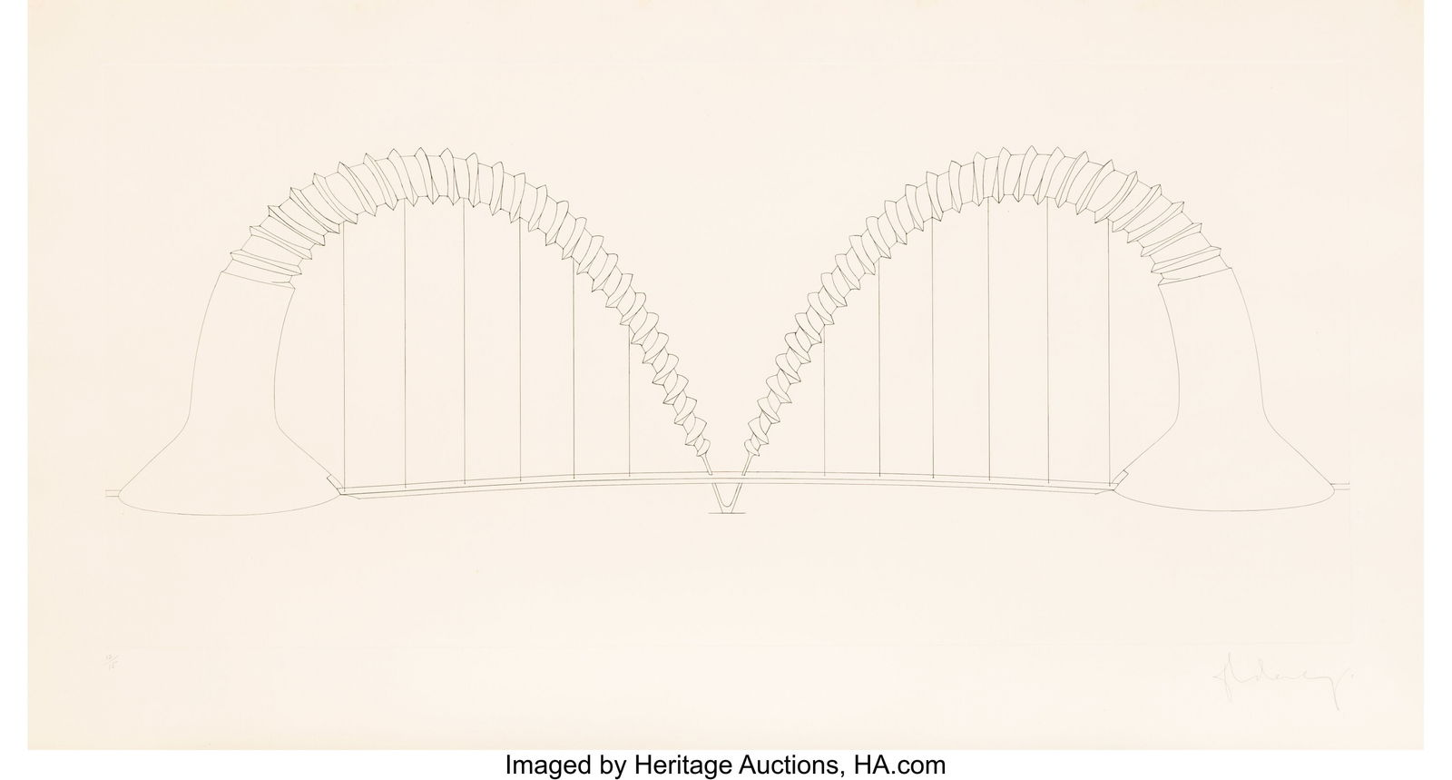 Claes Oldenburg (1929-2022) Screwarch Bridge (St: Claes Oldenburg (1929-2022) Screwarch Bridge (State I), 1980 Etching on wove paper 31 x 57 inches (78.7 x 144.8 cm) (sheet) Ed. 12&so