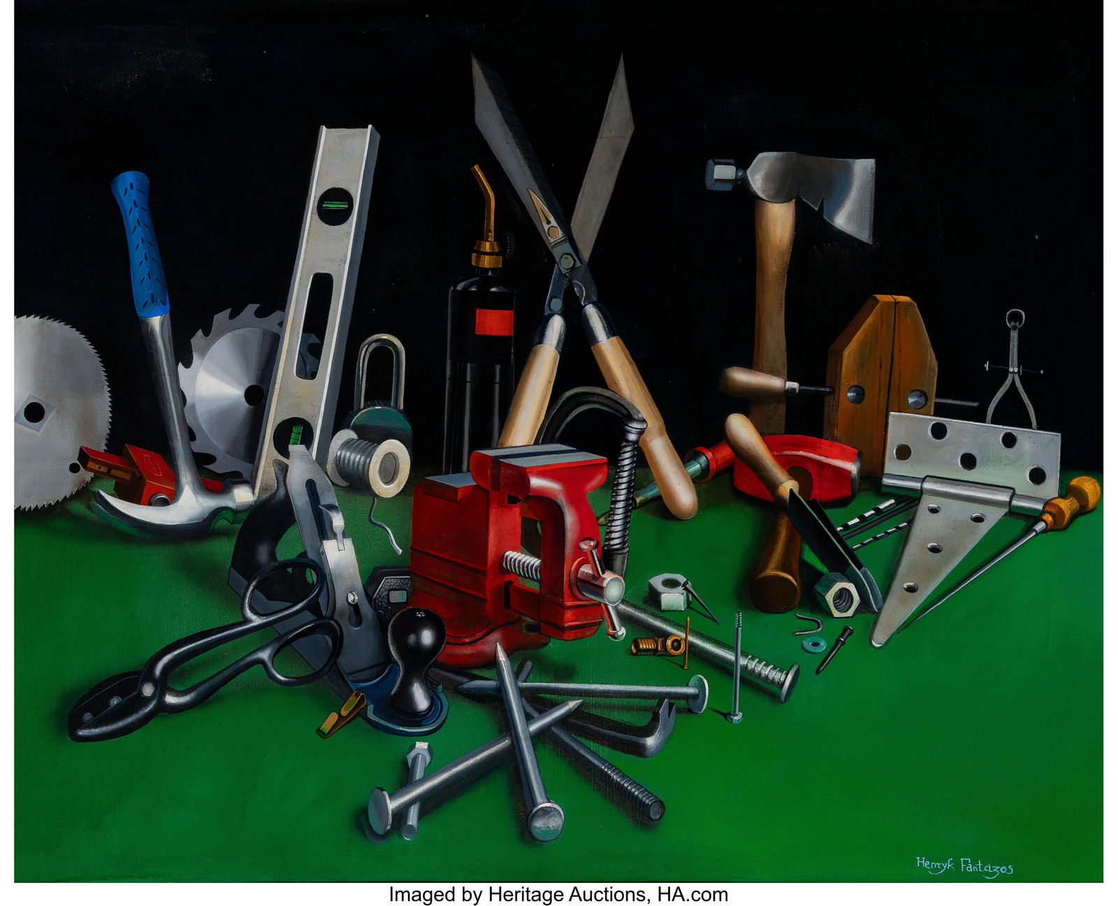 Henryk Fantazos (b. 1944) Still Life, 1986 Oil o: Henryk Fantazos (b. 1944) Still Life, 1986 Oil on canvas with artist's frame 36 x 48 inches (91.4 x 121.9 cm) Signed lower right: Henryk Fantazos P