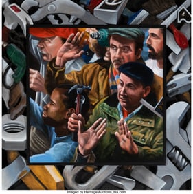 36055: Ed McGowin (b. 1938) Workers Waving Goodbye, 199