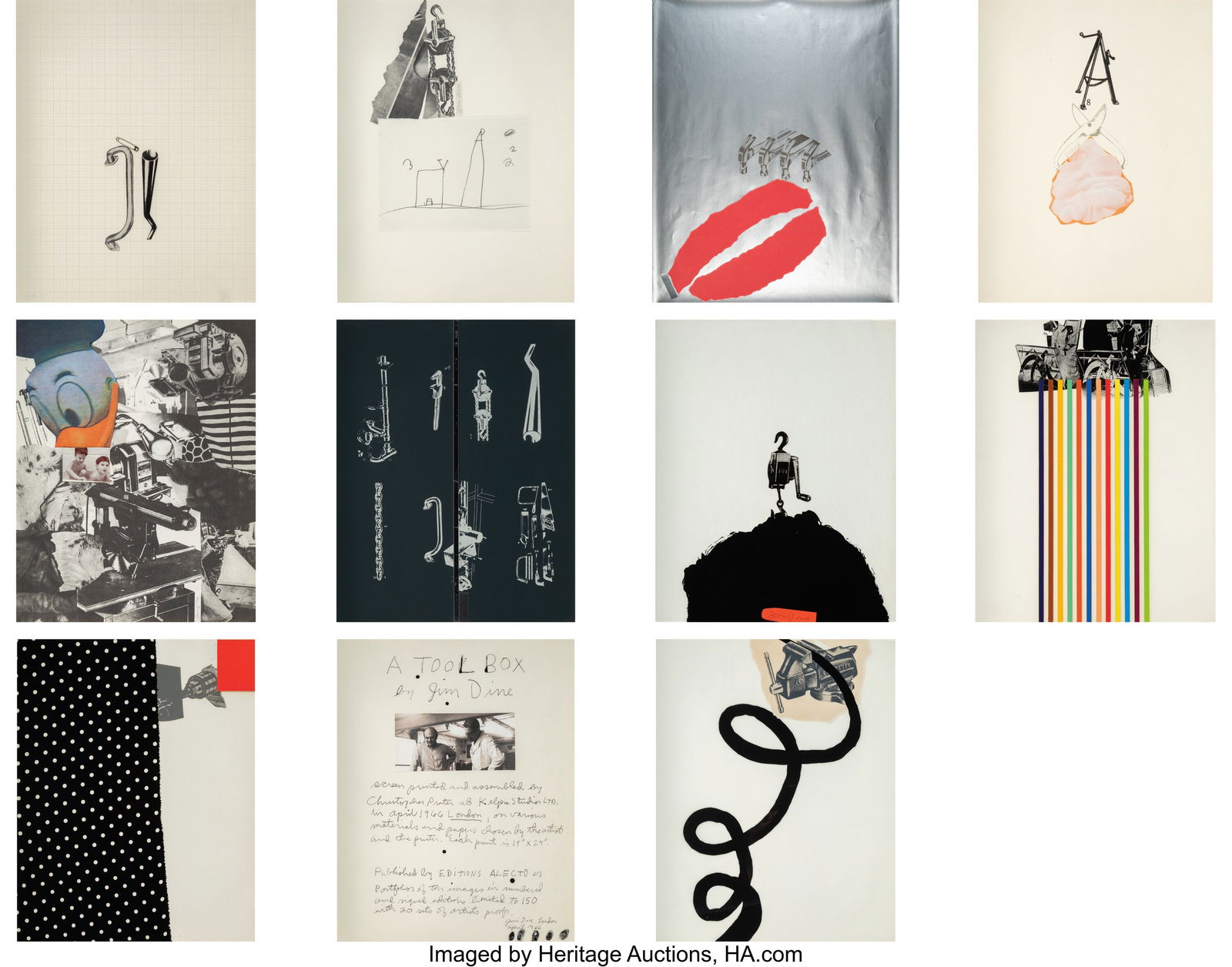 Jim Dine (b. 1935) A Tool Box (10 works, complet: Jim Dine (b. 1935) A Tool Box (10 works, complete portfolio), 1966 Screenprints in colors with collage on various wove papers, cartridges, and acetat