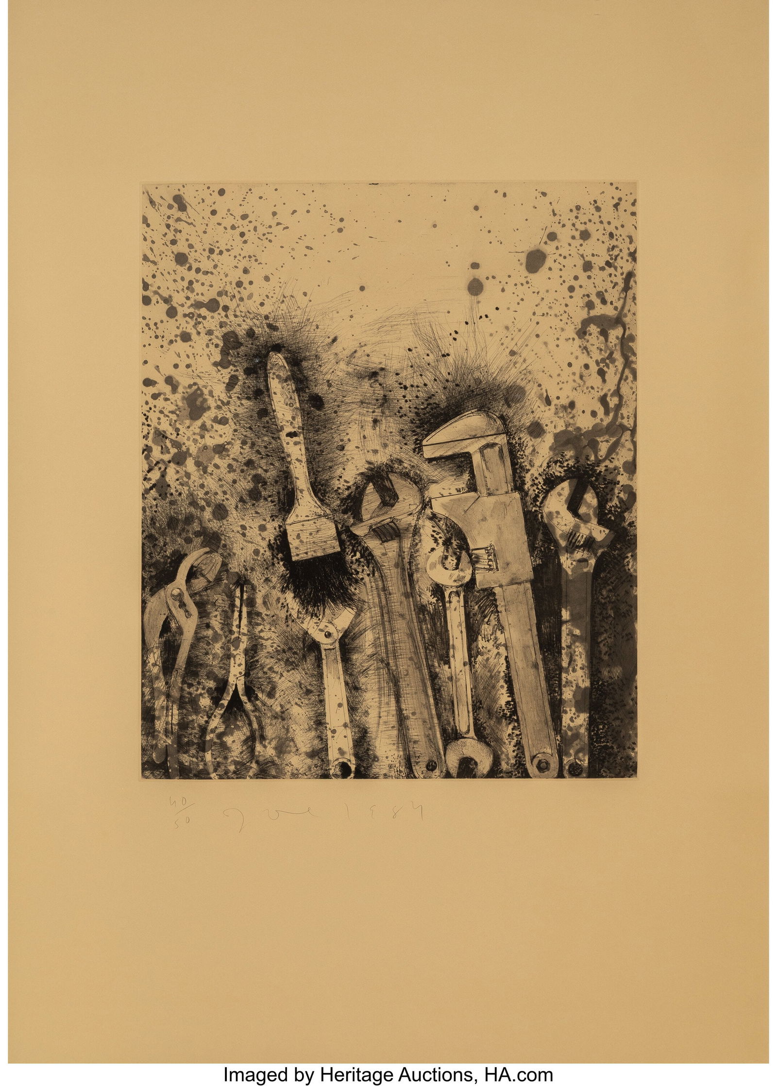 Jim Dine (b. 1935) The New French Tools #3 - For: Jim Dine (b. 1935) The New French Tools #3 - For Pep, 1984 Etching and aquatint on buff B.F.K. Rives paper 41-1/2 x 30 inches (105.4 x 7