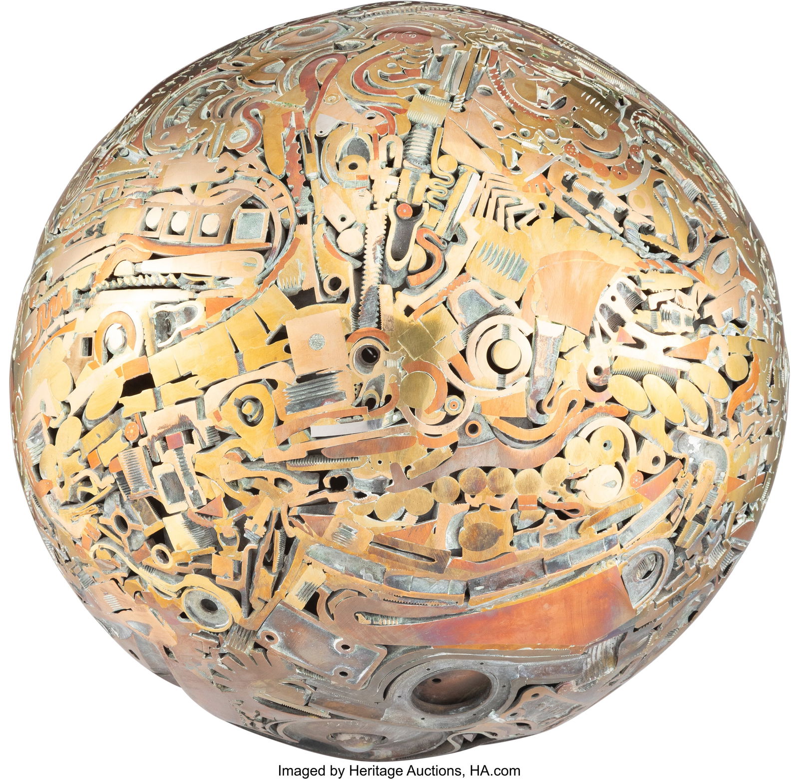 Michael Malpass (1946-1991) Newtonian Sphere II,: Michael Malpass (1946-1991) Newtonian Sphere II, 1988 Welded mixed metal 28 inches (71.1 cm) (diam.) Signed, dated, and titled to one side