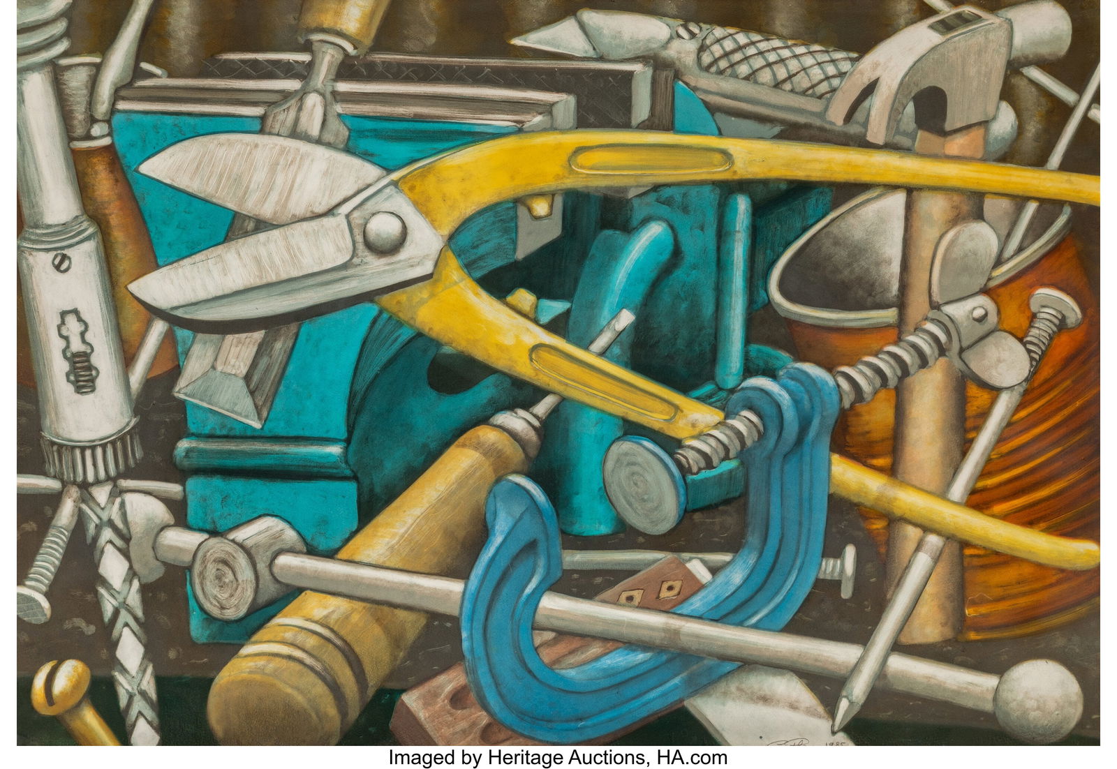 Christopher Plowman (1952-2009) Workbench with T: Christopher Plowman (1952-2009) Workbench with Tinsnips, 1985 Monotype on wove paper 31-1/8 x 41-1/4 inches (79.1 x 104.8 cm) (sight) Signed a